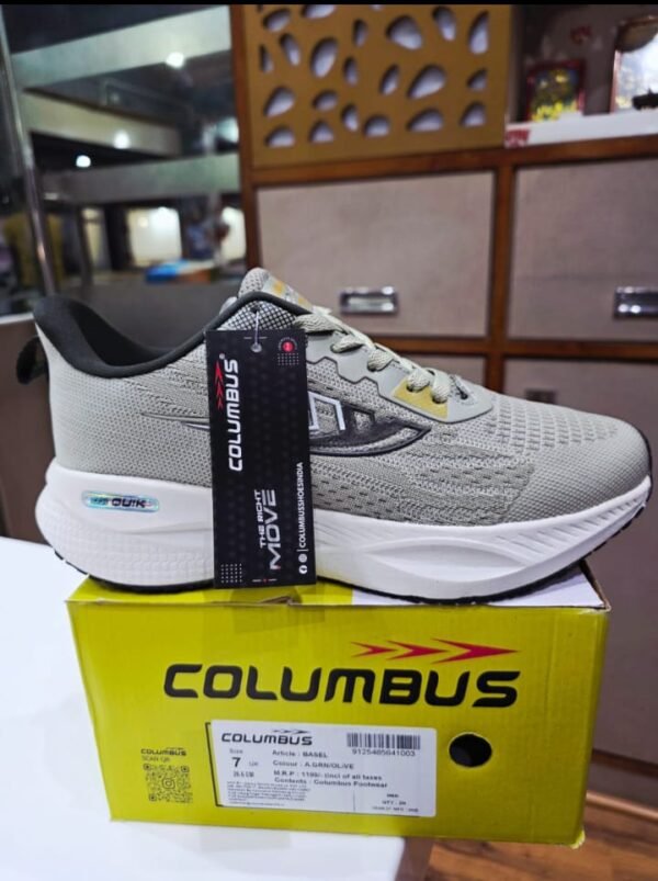 Columbus Air Cushion Running Shoes for Men – Lightweight Breathable Sports Sneakers (Beige/Grey)