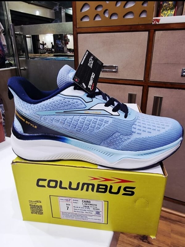 Columbus Lightweight Running Shoes for Men – Breathable Sports Sneakers (Sky Blue/Navy)