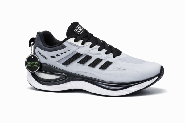 Columbus Glow in the Dark Running Shoes for Men – Lightweight Sports Sneakers (Grey/Black)