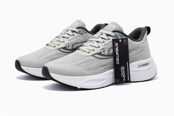 Columbus Air Cushion Running Shoes for Men – Lightweight Breathable Sports Sneakers (Beige/Grey)