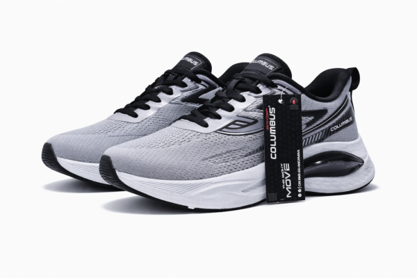 Columbus Glow in the Dark Air Cushion Running Shoes for Men – Lightweight Sports Sneakers (Grey/Black)