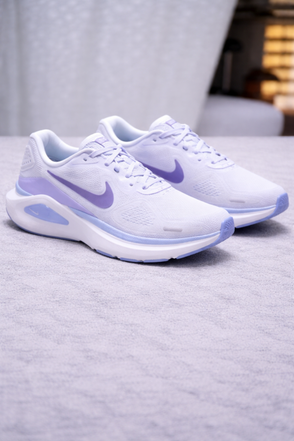 Men’s Air Cushion Running Shoes – White & Lavender Lightweight Sneakers