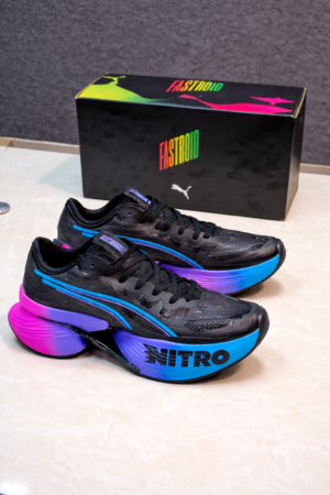 Men’s Nitro Fastroid Performance Running Shoes – Black Neon Gradient Sports Sneakers