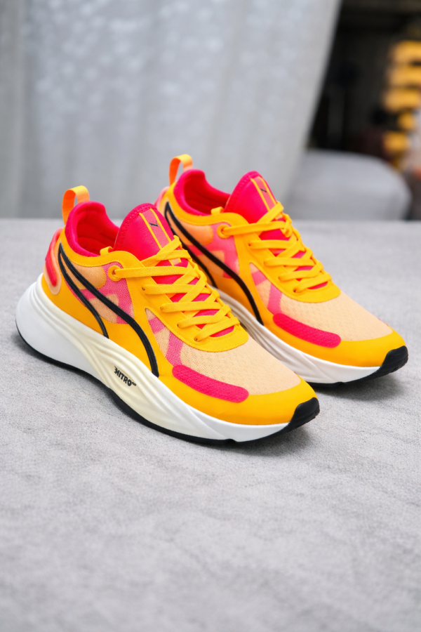 Men’s Nitro Cushioned Running Sneakers – Yellow & Pink Sport Shoes