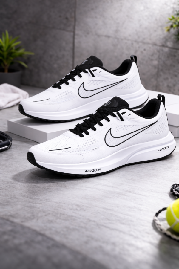 Men’s White Lightweight Running Shoes – Breathable Sports Sneakers