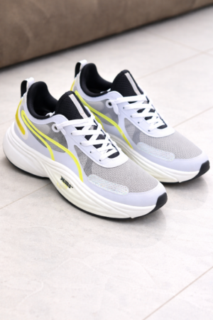 Men’s White & Neon Running Shoes with Nitro Cushion Sole
