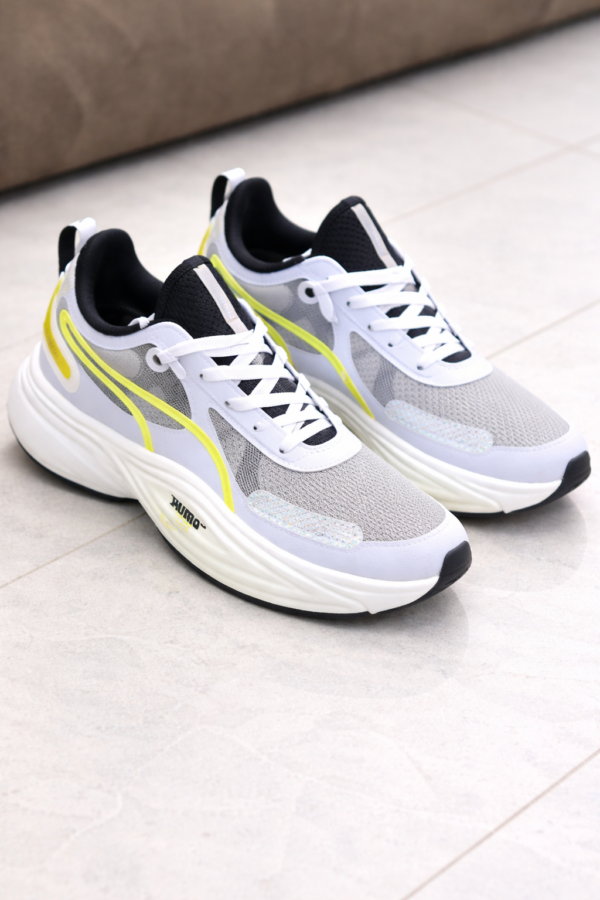 Men’s White & Neon Running Shoes with Nitro Cushion Sole