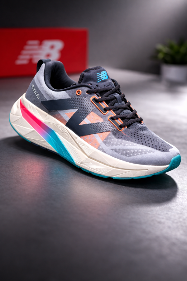 Men’s Premium Grey Multicolor RStylish and performance-ready running shoes with multicolor cushioning and breathable comfort for everyday wear.unning Shoes with FuelCell Cushion