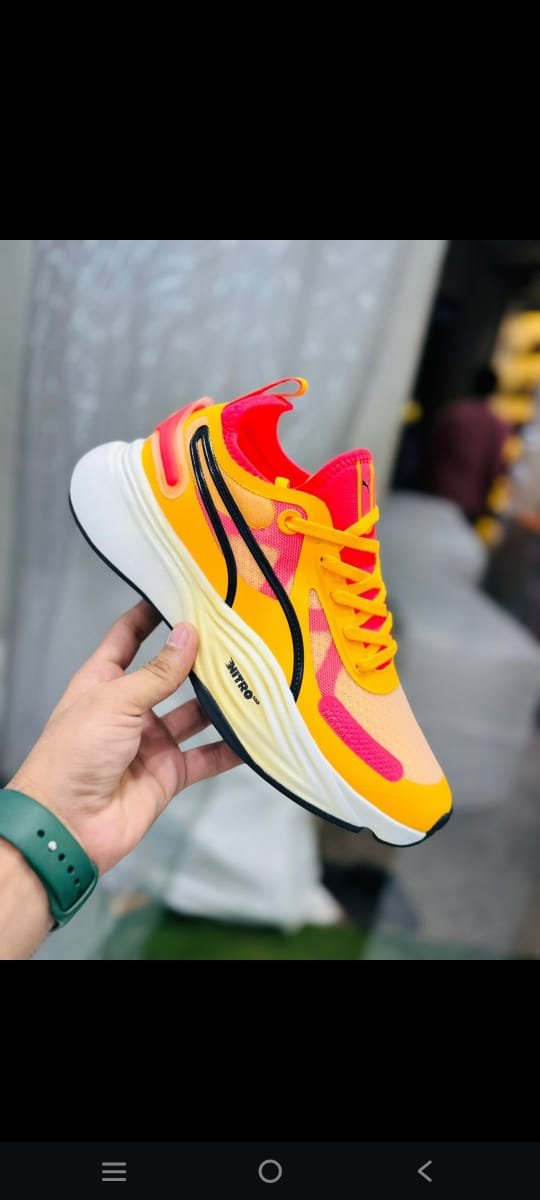 Men’s Nitro Cushioned Running Sneakers – Yellow & Pink Sport Shoes