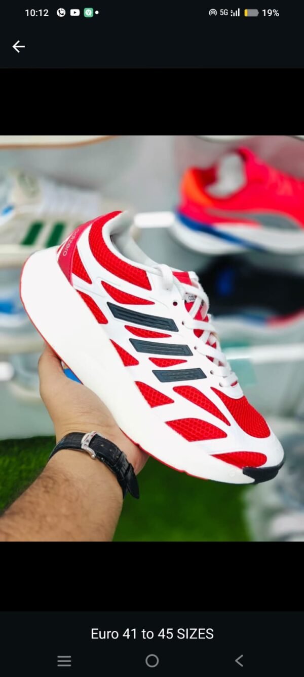 Men’s Red & White Lightweight Running Shoes – Breathable Sports Shoes for Daily Wear