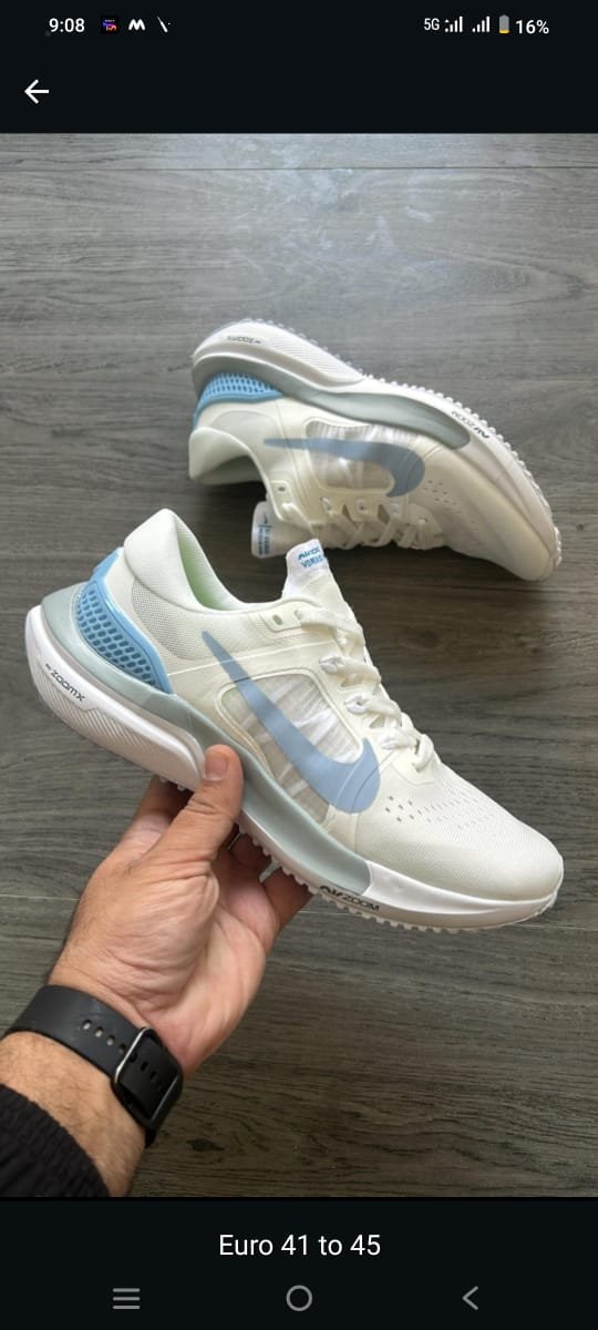 Men’s ZoomX Air Cushion Running Shoes – Lightweight Sports Shoes (White & Sky Blue)